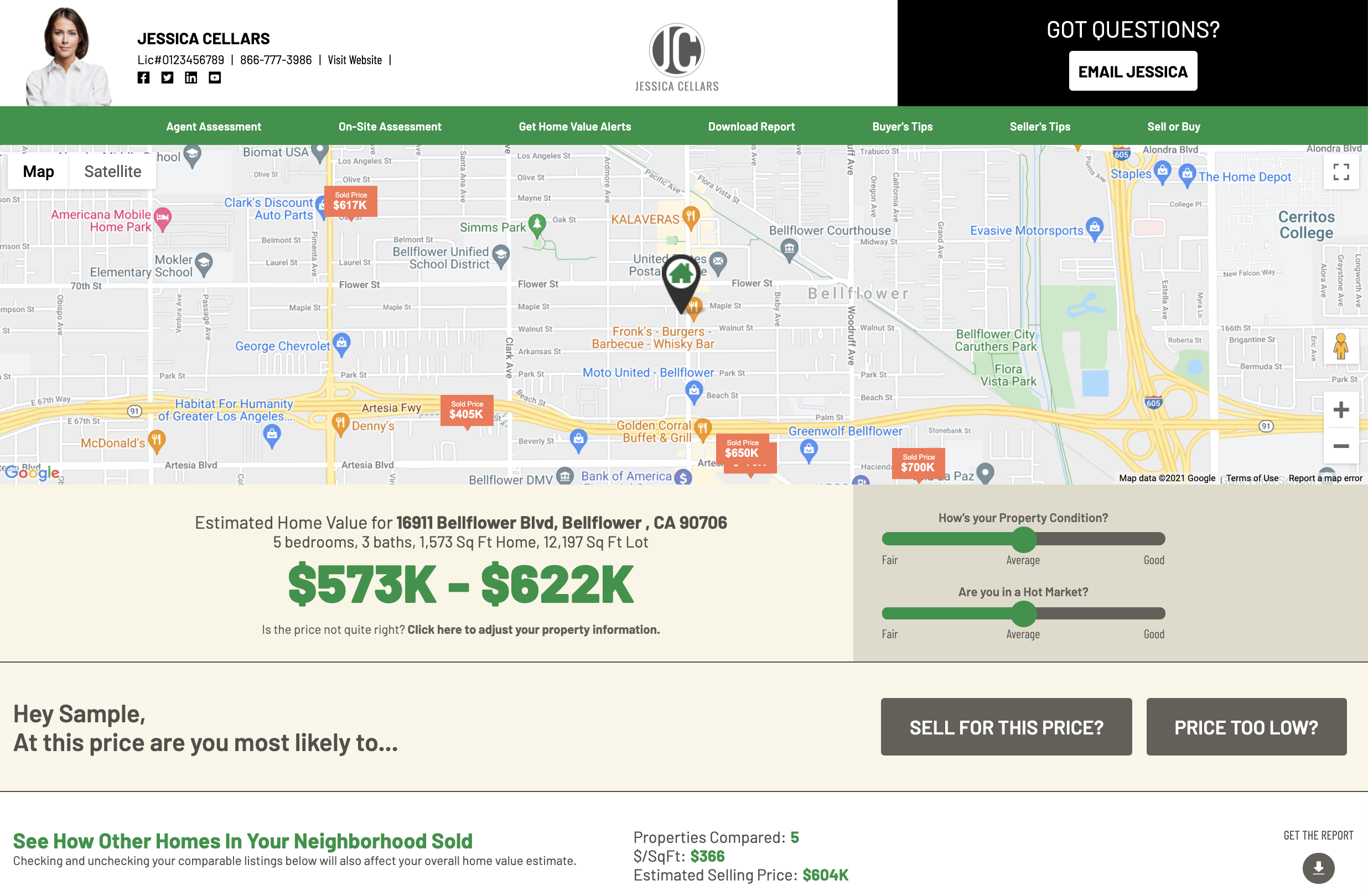 Screen shot of your branding on the Real Estate Home Estimate website