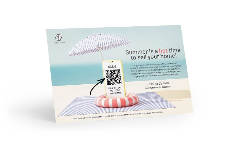 seasonal real estate postcard with home estimate QR code